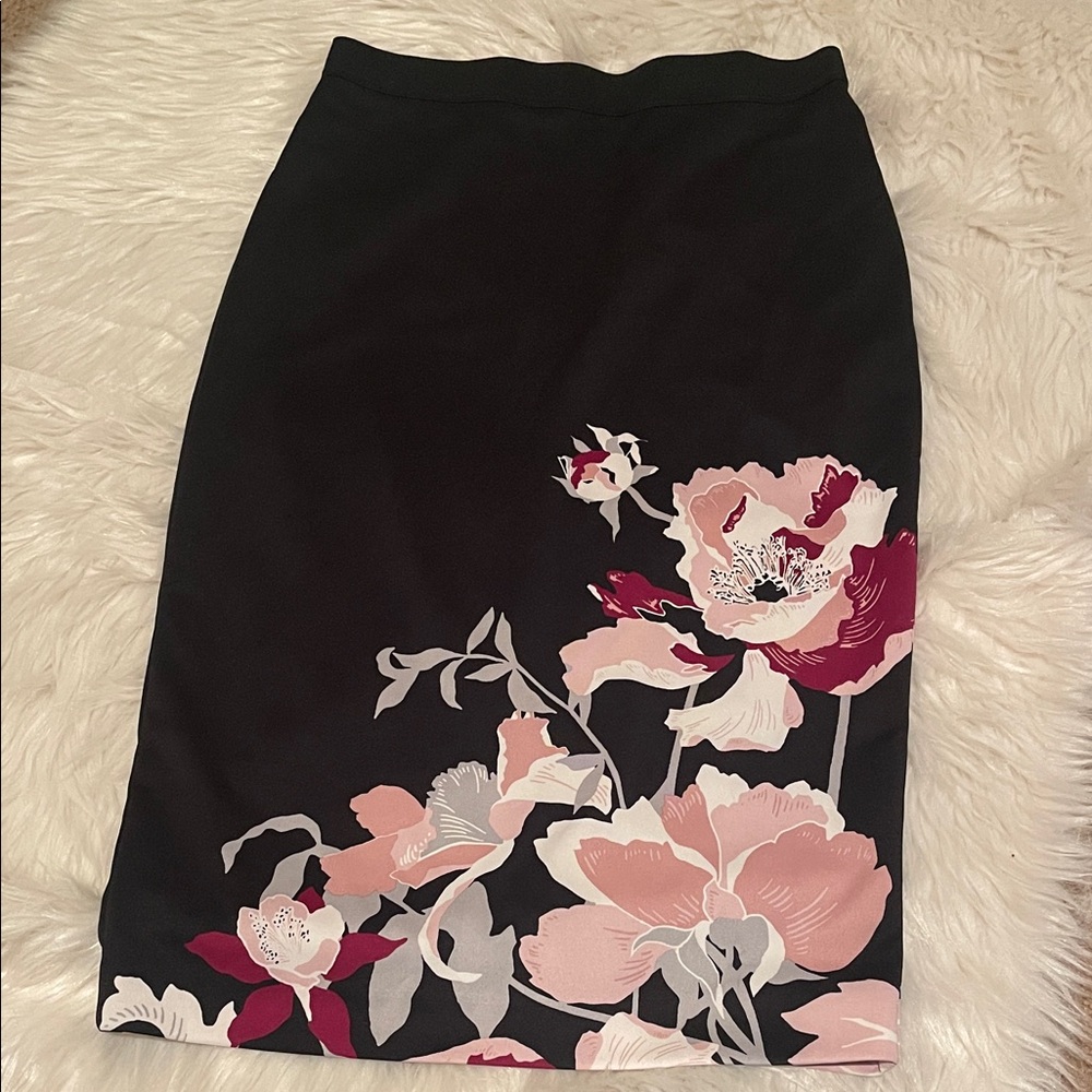 Alfani Black Skirt with Pink Floral Design